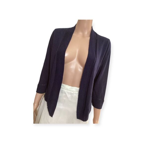 NINALEONARD Navy Bolero Sweater L - Picture 1 of 3